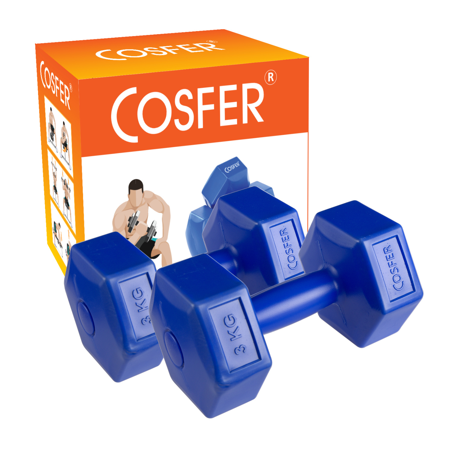 Cosfer CSF90833X2 3 kg x 2 Plastic (Cement) Dumbbells