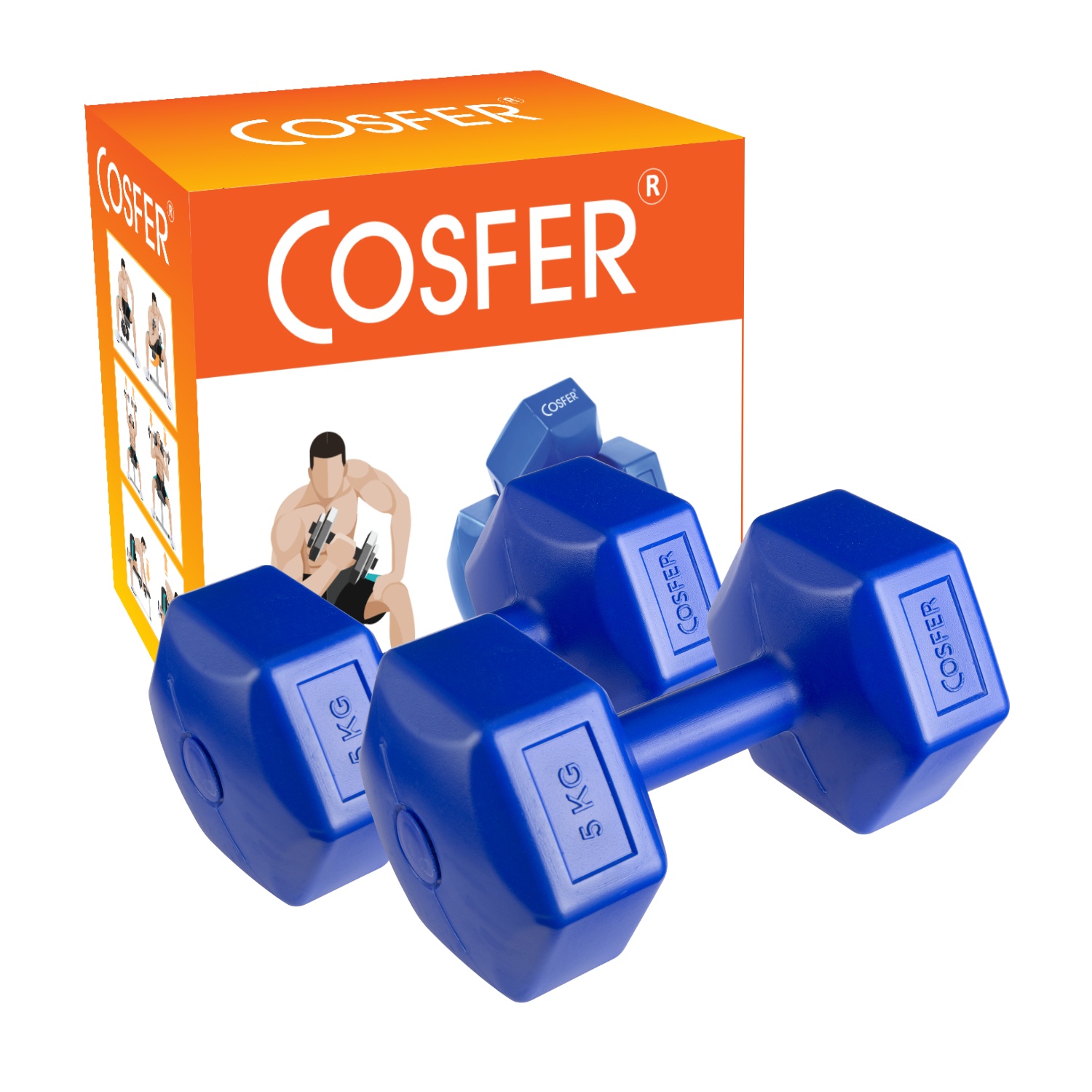 Cosfer CSF90835X2 5 kg x 2 Plastic (Cement) Dumbbells